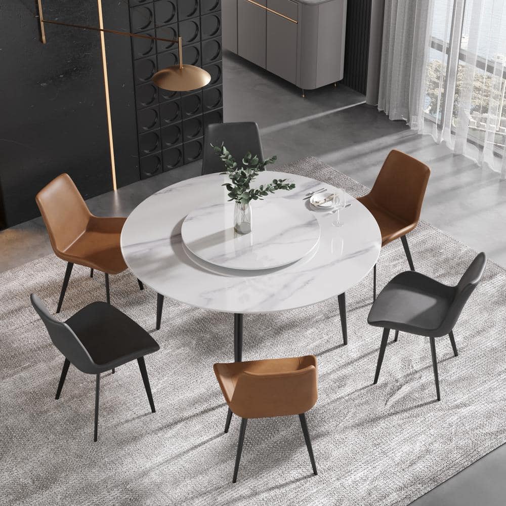 Magic Home 59.05 in. Modern Round White Lazy Susan Rotary
