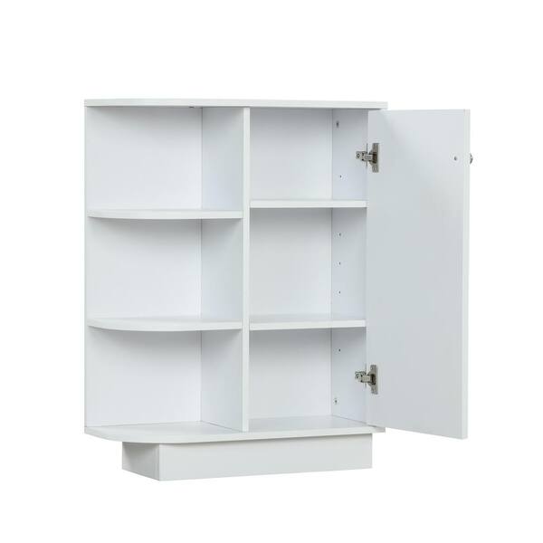 White Shelf Cabinet with Adjustable Plates Ample Storage Space