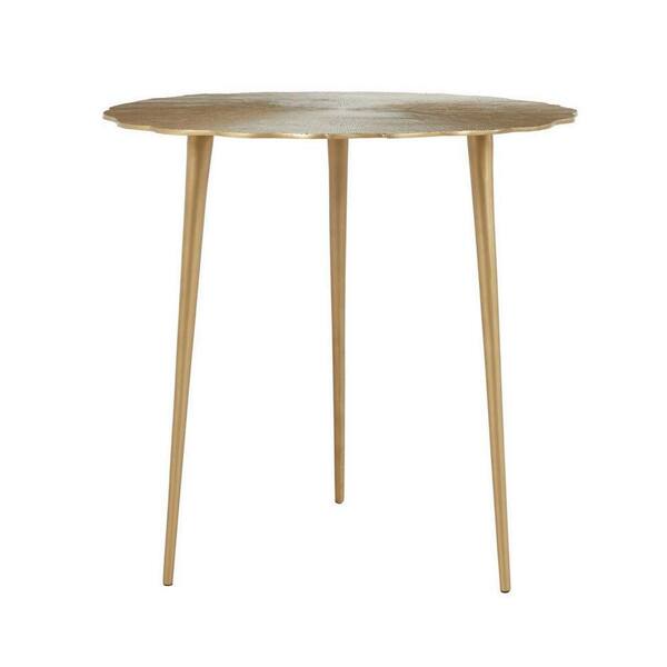 Benjara 24 in. Gold Solid Aluminum Modern Accent End Table with Tapered Legs