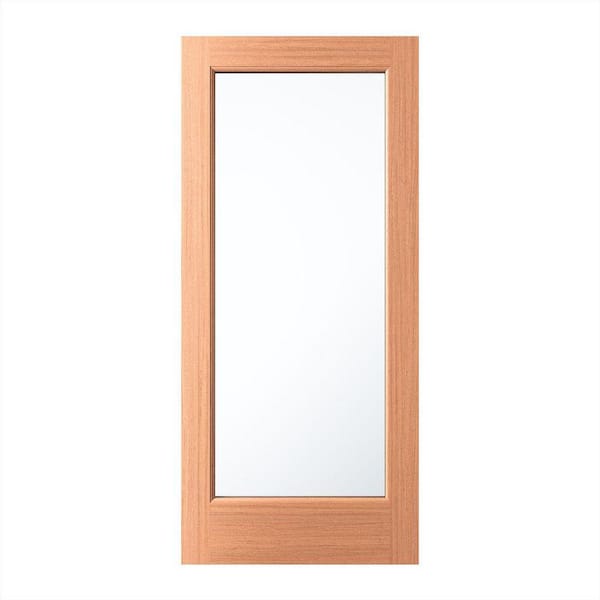 FD1L 36 in. x 96 in. Universal/Reversible Full Lite Clear Glass Mahogany Unfinished Wood Front Door Slab