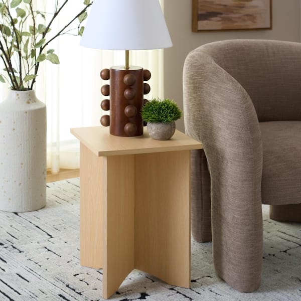 Elroy 13.2 in. Sand Wood Accent End Table