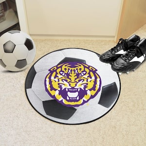 LSU Tigers White 27 in. Soccer Ball Area Rug