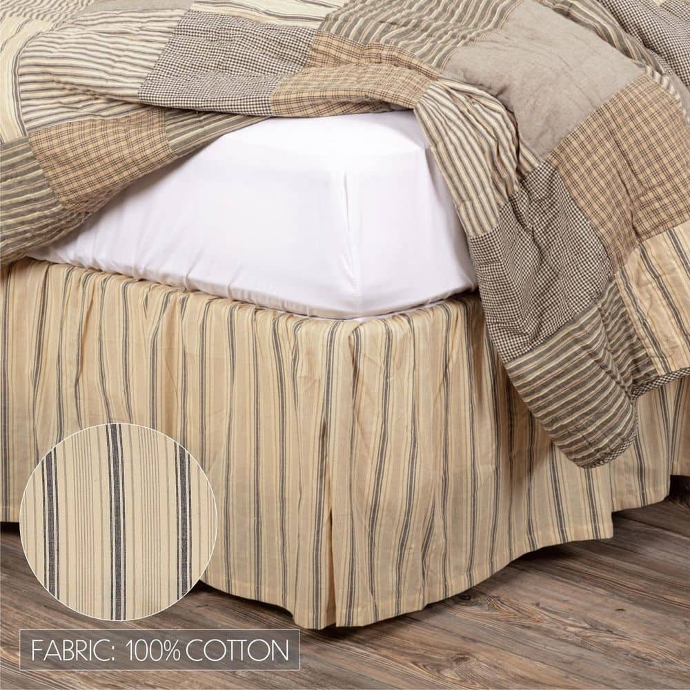 Sawyer Mill Charcoal Striped Cotton King Bed Skirt