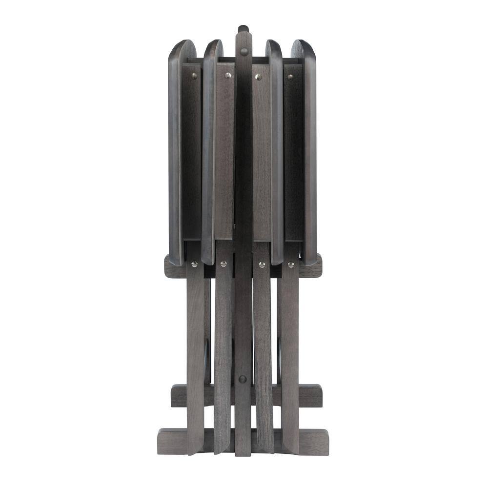 Oyster Gray 5-Piece Transitional Snack Table Set with Storage Stand