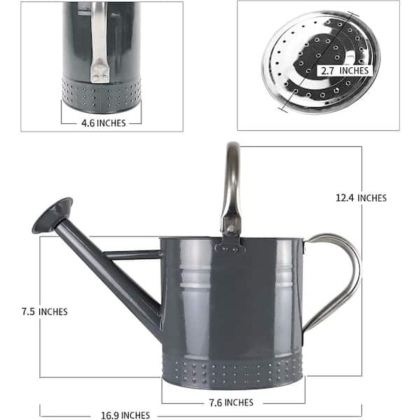 1 Gallon White Metal Watering Can with Black Handle and Spout