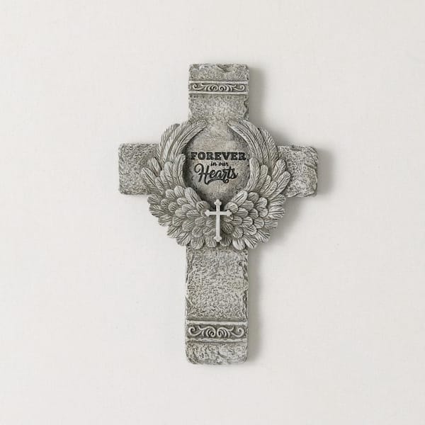 SULLIVANS Gray 5.5 in. x 8 in. Resin Forever In Our Hearts Resin Cross