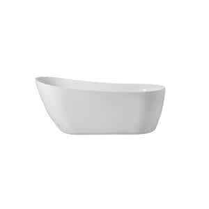 Timeless Home 70 in. L x 31.5 in. W x 28.7 in. H Oval Acrylic Flatbottom Non-Whirlpool Bathtub in Glossy White