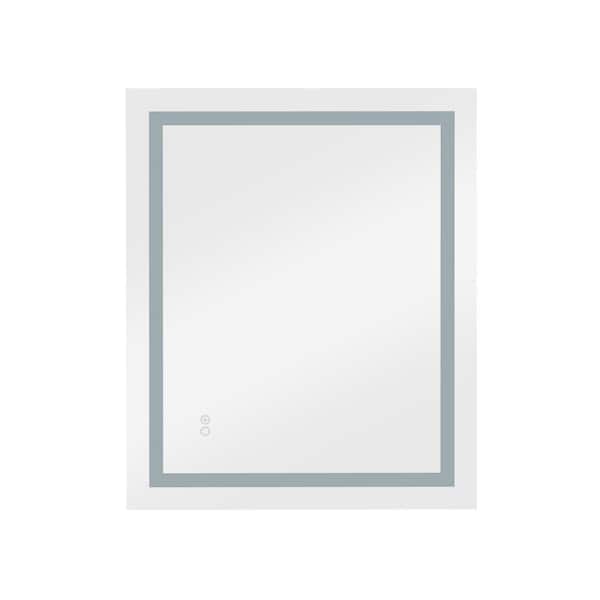 ANGELES HOME 36 in. W x 30 in. H Rectangular Frameless Wall Mounted Anti-Fog LED Light Bathroom Vanity Mirror in Silver