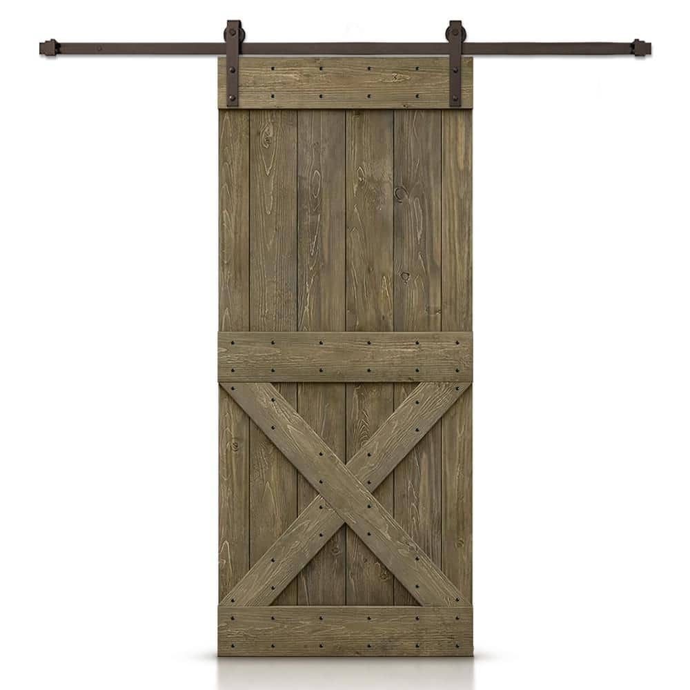 42 in. x 80 in. Mini X Series Aged Barrel Stained DIY Wood Interior Sliding Barn Door with Hardware Kit price history on PriceWatchPro