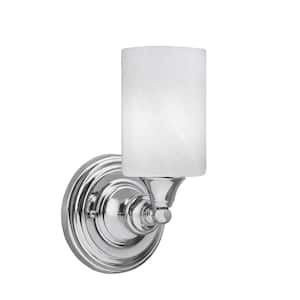 Fulton 1 Light Chrome Wall Sconce 4 in. White Marble Glass