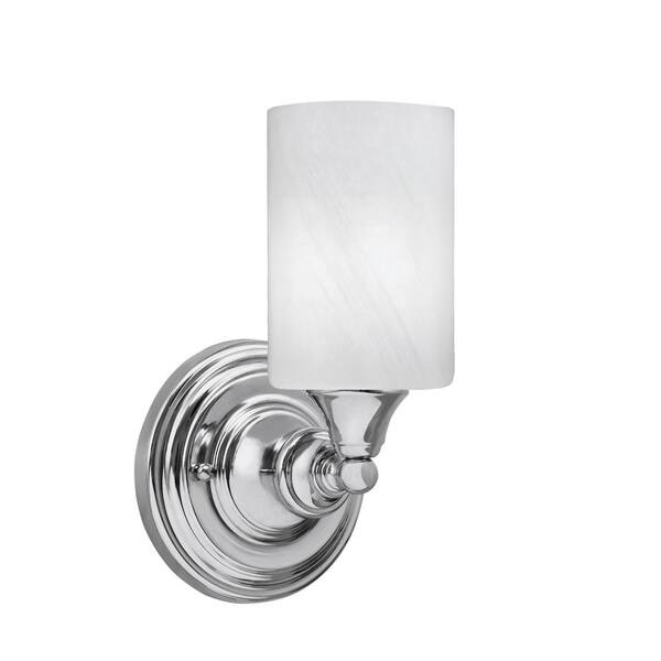 Unbranded Fulton 1 Light Chrome Wall Sconce 4 in. White Marble Glass
