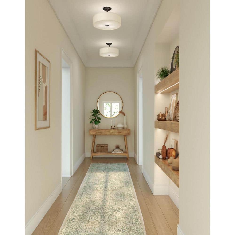 Graphite Elegance 20" Indoor/Outdoor Drum Ceiling Light with Summer Linen Shade