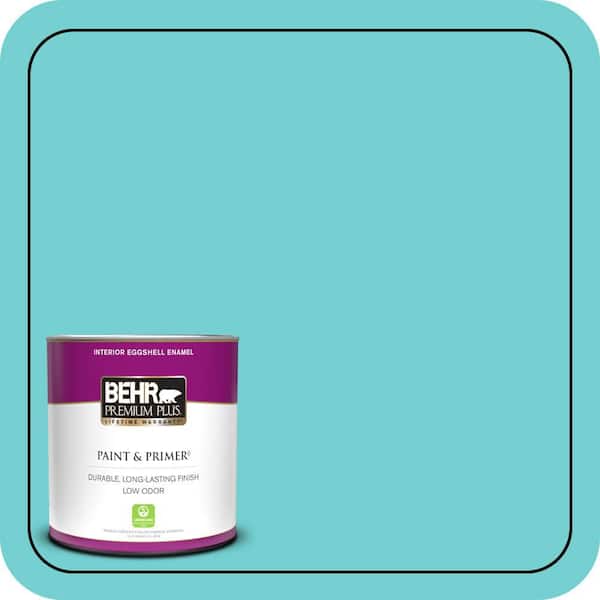 BEHR PREMIUM PLUS 1 qt. #P460-3 Soft Turquoise Eggshell Enamel Low Odor Interior Paint & Primer