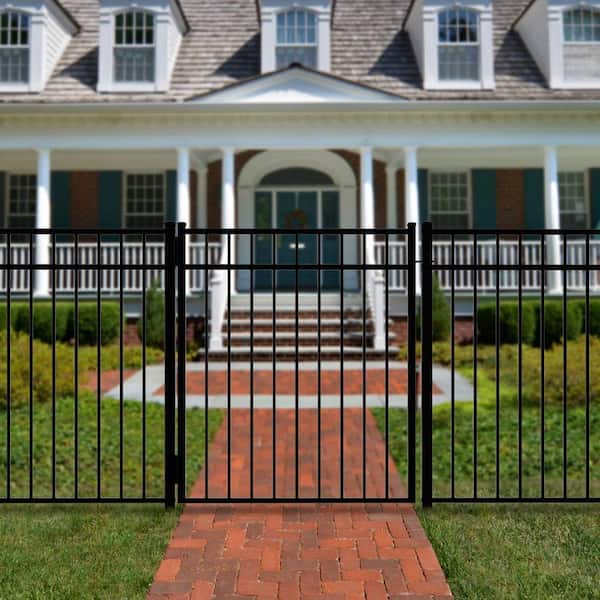 FORGERIGHT Vinings 2 in. x 2 in. x 7 ft. Black Aluminum Fence End/Gate Post with Flat Cap