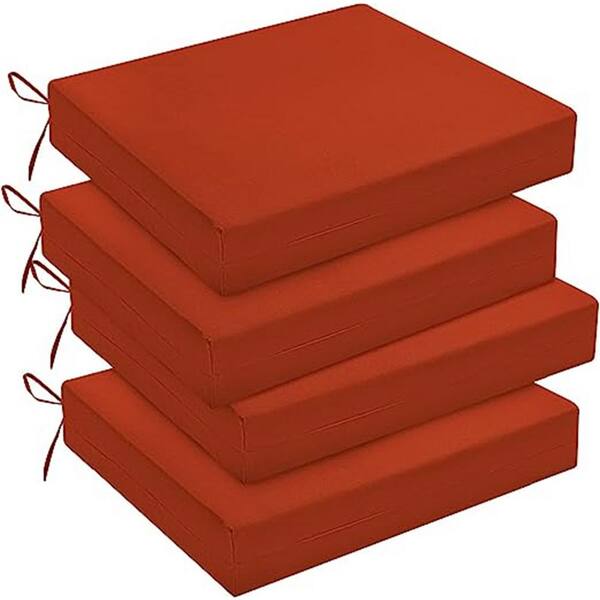 Unbranded Outdoor Chair Cushions, Waterproof Square Corner Memory Foam Seat Cushions with Ties, Throw Pillow