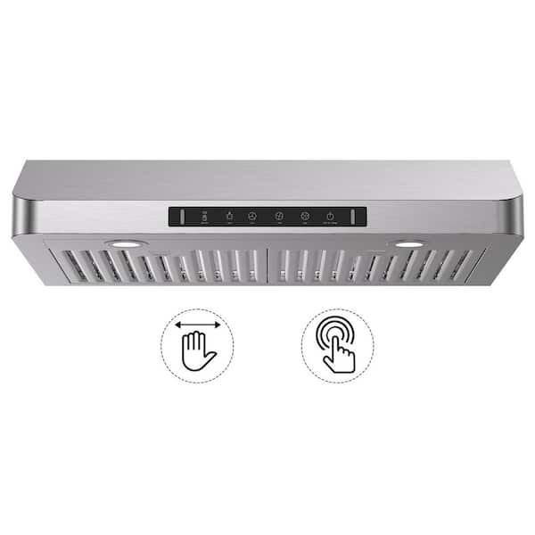 30 in. 380 CFM Ducted Under Cabinet Range Hood in Stainless Steel with Mesh Filters and Push Buttons