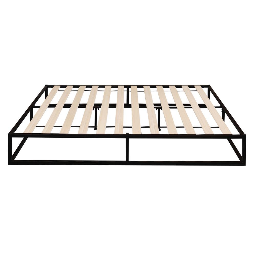 Furinno Monaco Full Metal Bed Frame Foundation with Wooden Slats ...