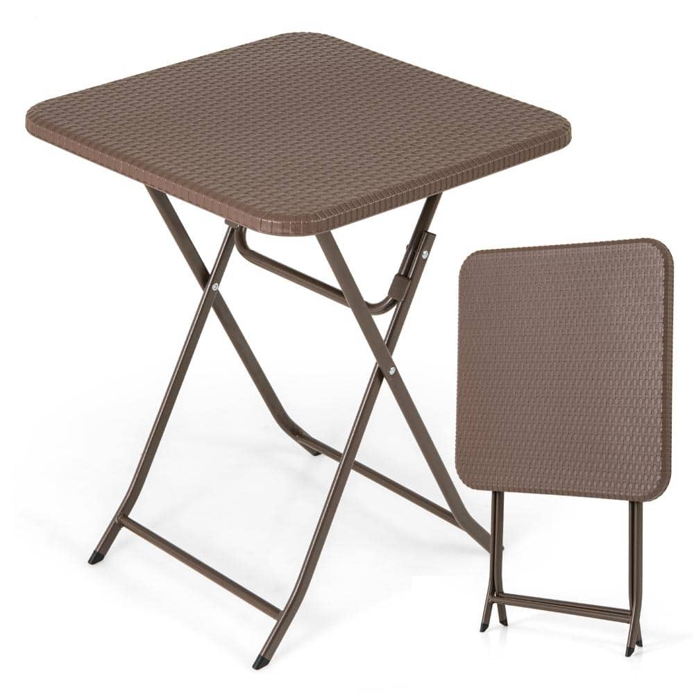 Folding Picnic Table with Rattan Grain HDPE Top and Metal Frame in Coffee price history on PriceWatchPro