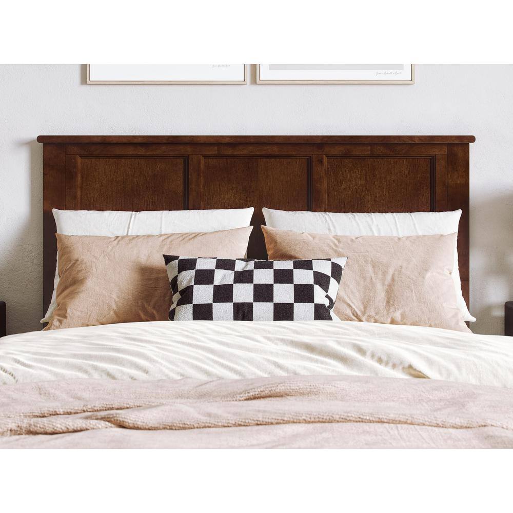 Charlotte Full Walnut Solid Wood Platform Bed with Headboard