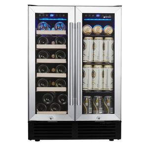 24 in. Built-In 19-Bottle Dual Zone Wine and 57-Can Beverage Cooler in Black with Temperature Memory Function
