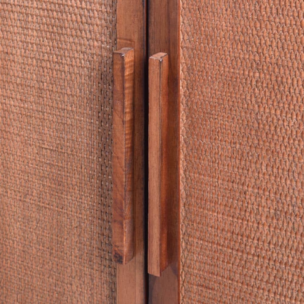 Delancey Brown 34" Wood and Rattan 2-Door Cabinet