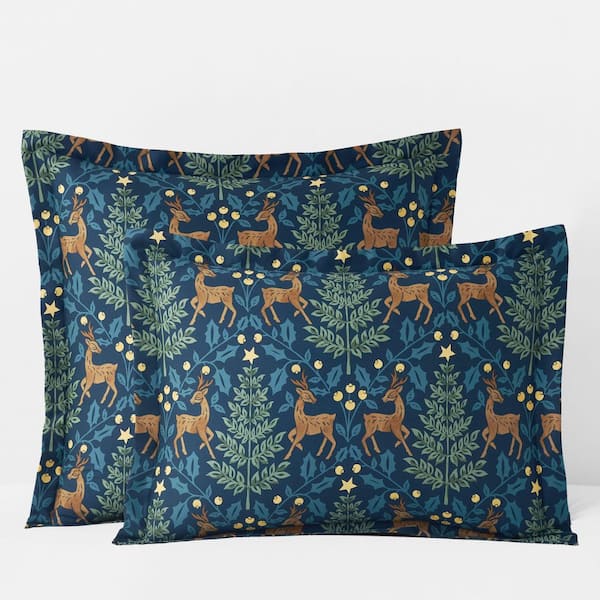 Company Cotton Reindeer Navy Cotton Percale Sham