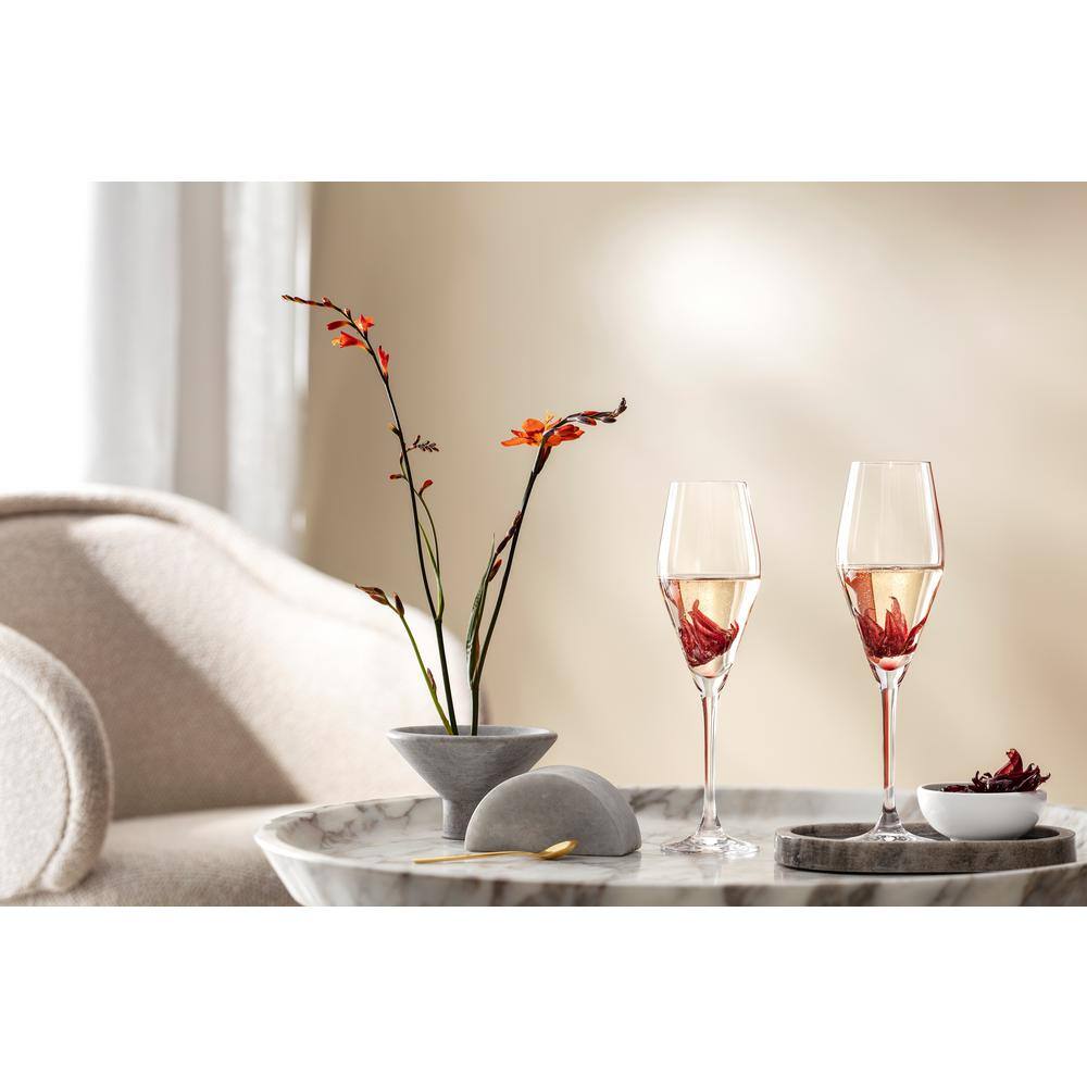 La Divina Clear Crystal Champagne Flute Set of 4