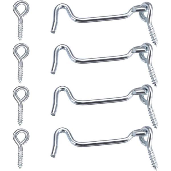 Unbranded Cabin Hook Eye Latch 1.5 in. with Mounting Screws Anti-Rust Carbon Steel Galvanized for Gates Doors Windows 4 Pack