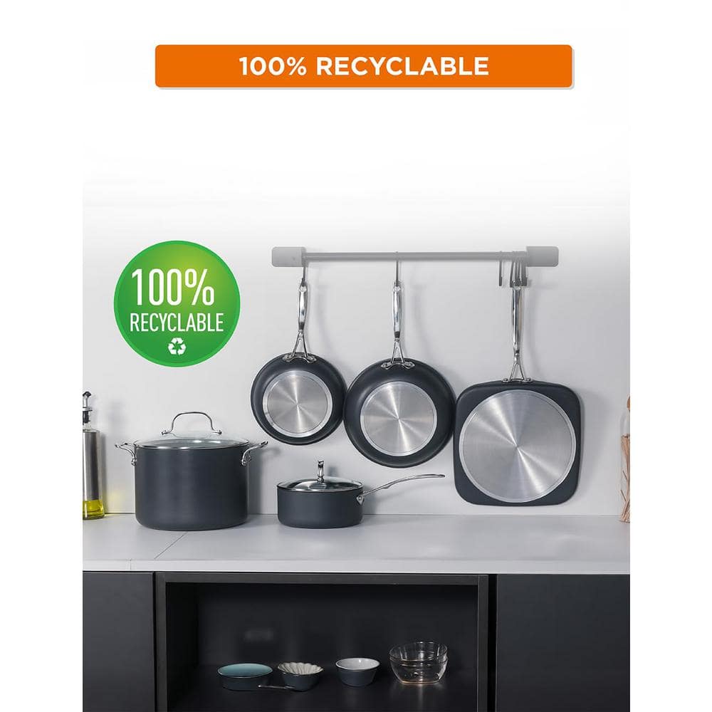 COMMERCIAL CHEF 7-Piece Gray Hard Anodized Aluminum Cookware Set