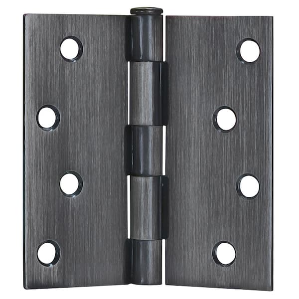 JELD-WEN - 36 in. x 80 in. Left-Hand 4 Lite Clear Glass Black Painted Fiberglass Prehung Front Door with Brickmould