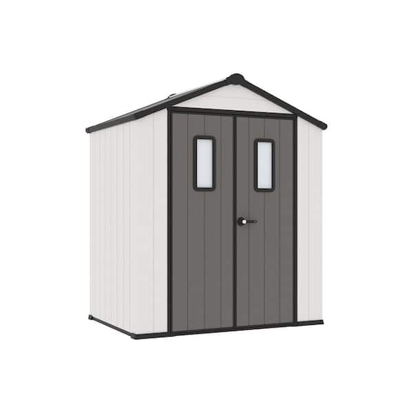 6 ft. x 4 ft. Resin Storage Shed with Skylight Windows, Ventilation, Lockable Doors and Floor Included(48 sq. ft. )