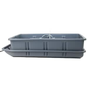 Professional Grade 29 in. Gray Polyethylene Tote Tray with 6-Dividers and Dirt Rider Tool Sled