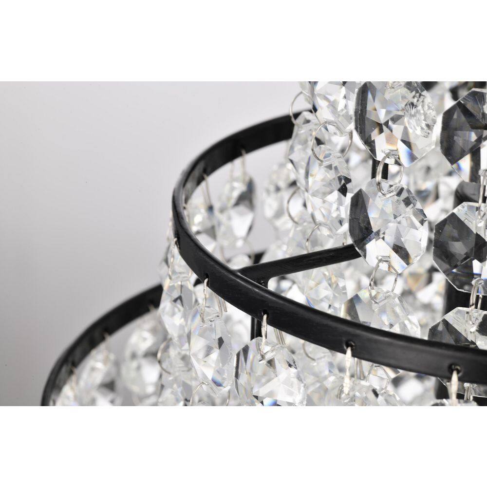 Antique Black Mini Chandelier with Tiered Crystal Cascades