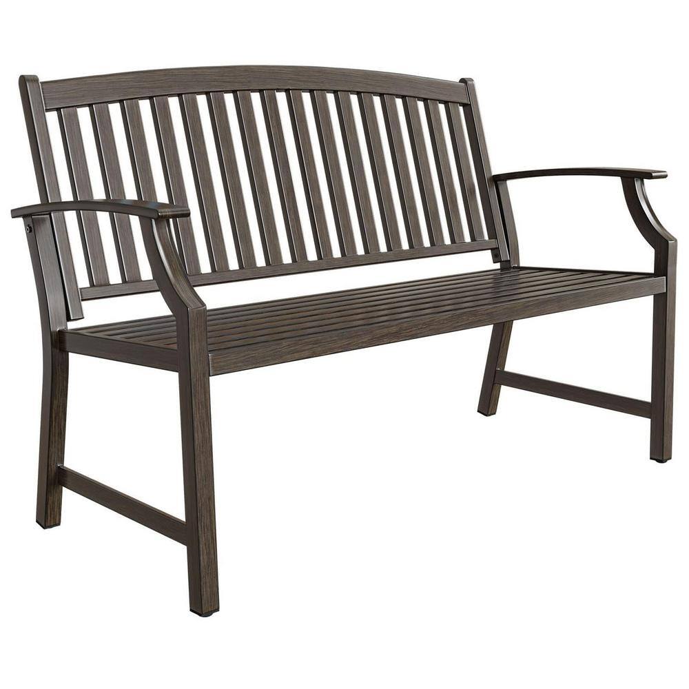 52 in. 2 Capacity -Person Northwoods Brown Anti-Rust Aluminum Outdoor Bench