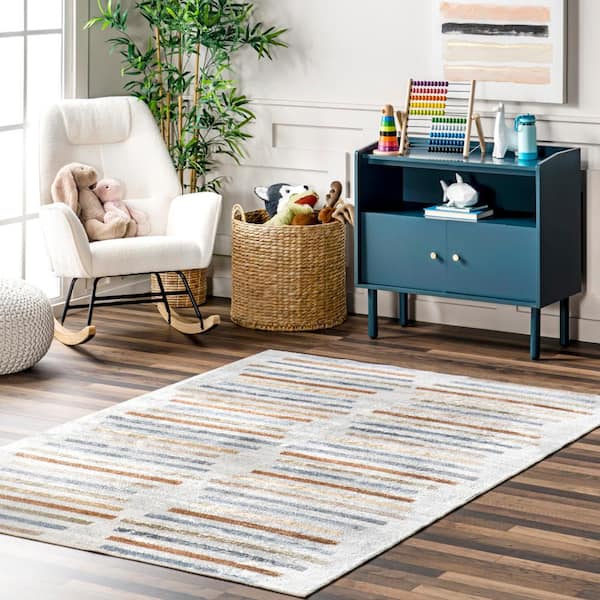 Ros Machine Washable Multicolor 8 ft. x 10 ft. Tribal Area Rug