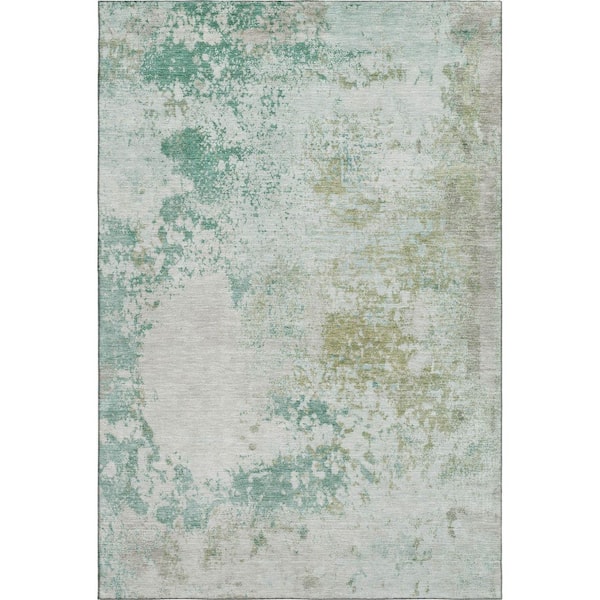 Mayfield Premium Machine Washable Abstract AMF2070 Putty 3 ft. x 4 ft. Area Rug