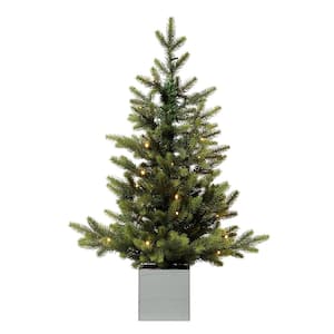 30 in. Pre-Lit LED Fraser Fir Potted Artificial Christmas Tree with 35 Warm White Lights