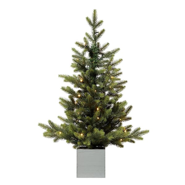Haute Decor 30 in. Pre-Lit LED Fraser Fir Potted Artificial Christmas ...