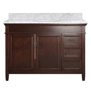 Ashburn 49 in. W x 22 in. D Bath Vanity in Mahogany with Carrara White Marble Top DR