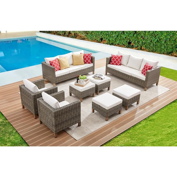 Summax 8-Piece Wicker Patio Conversation Set with Cushions