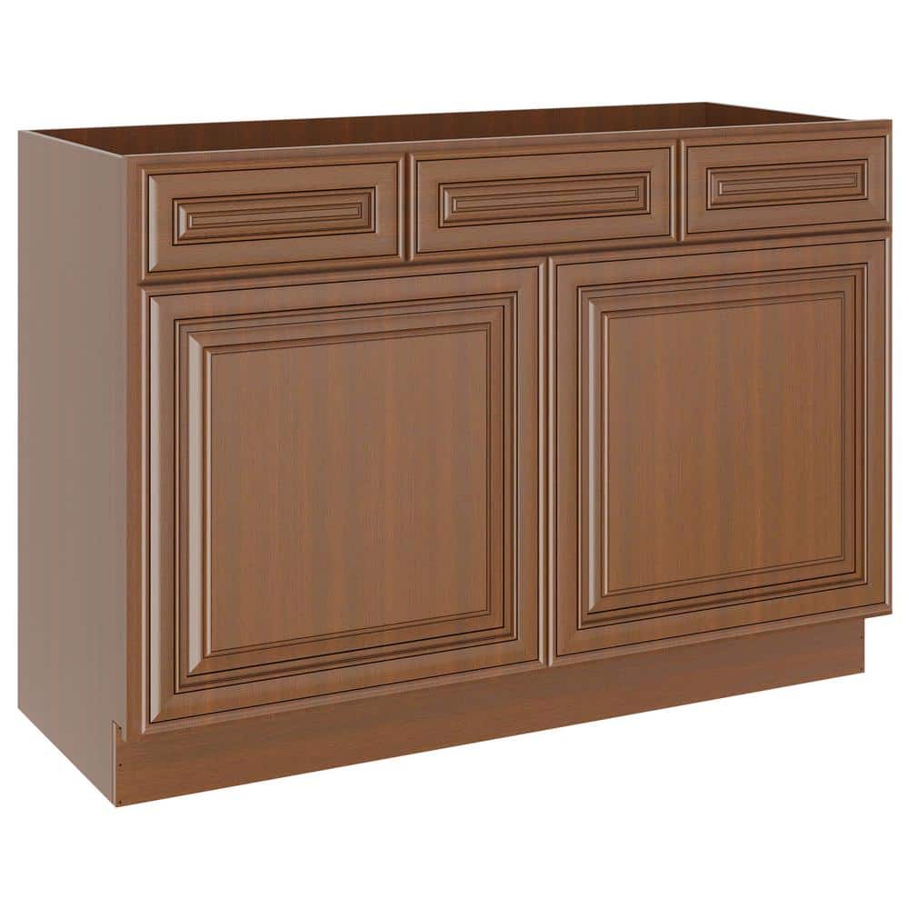 48 in. W. x 21 in. D x 34.5 in. H Plywood Ready to Assemble Bath Vanity Cabinet without Top in Cameo Scotch 2-Drawers price history on PriceWatchPro