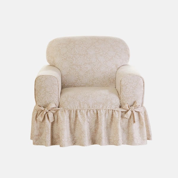 Sure-Fit Essential Twill Neutral Floral Cotton Chair Slipcover