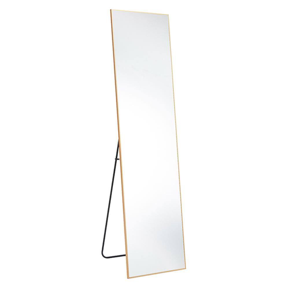Gold 16 in W x 59 in. H Modern Rectangle Glass Framed Mirror Wall Mirror Wa