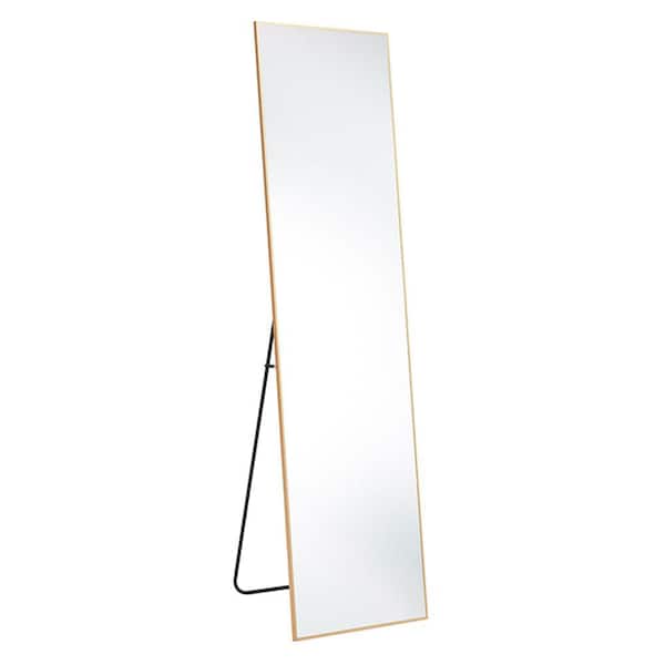 Unbranded Gold 16 in W x 59 in. H Modern Rectangle Glass Framed Mirror Wall Mirror Wall Decor Mirror