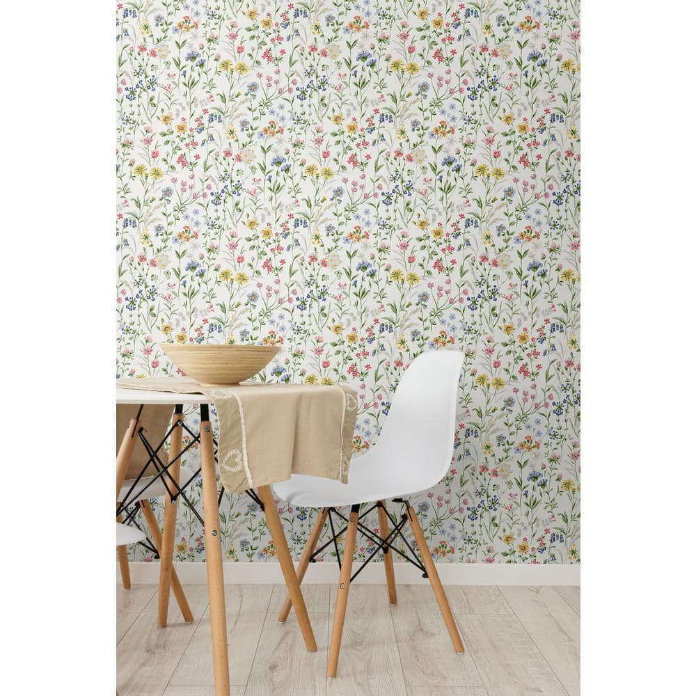 Multicolored Floral Botanical Spring Wallpaper Roll