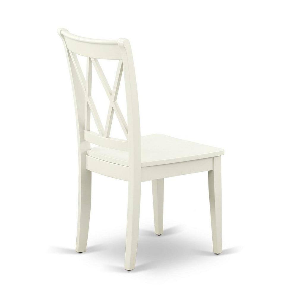 Transitional Linen White 5-Piece Pedestal Dining Set with Cross Back Chairs