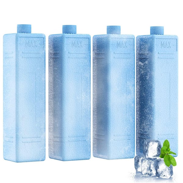 Unbranded Reusable Ice Packs for Lunch Boxes, Set of 4, Long Lasting Cooling for Coolers, Camping, Picnics, Blue