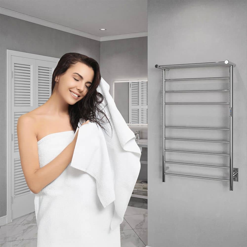 Polished Chrome 8-Bar Stainless Steel Wall Mounted Towel Warmer