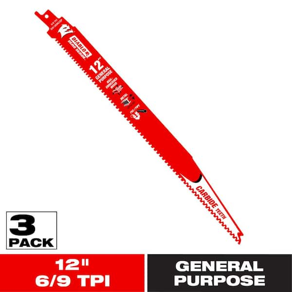 12 in. 6/9 TPI Demo Demon Carbide Reciprocating Saw Blades for General Purpose Cuts