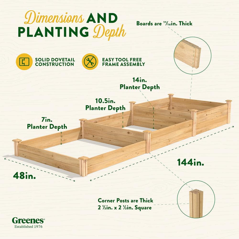Natural Cedar Extra Large Tiered Raised Garden Bed
